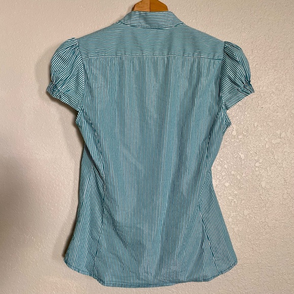 Express Design Studio Striped Short Sleeve Button Down Shirt - Size S - Picture 4 of 5